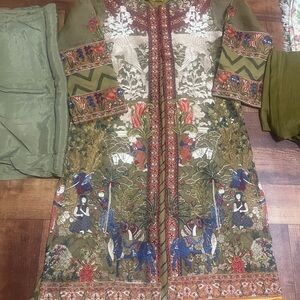 Sana Safinaz Embroidered Long Sleeve Dress - Green